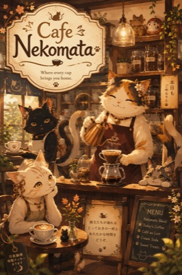 Café Nekomata poster (AI-generated)